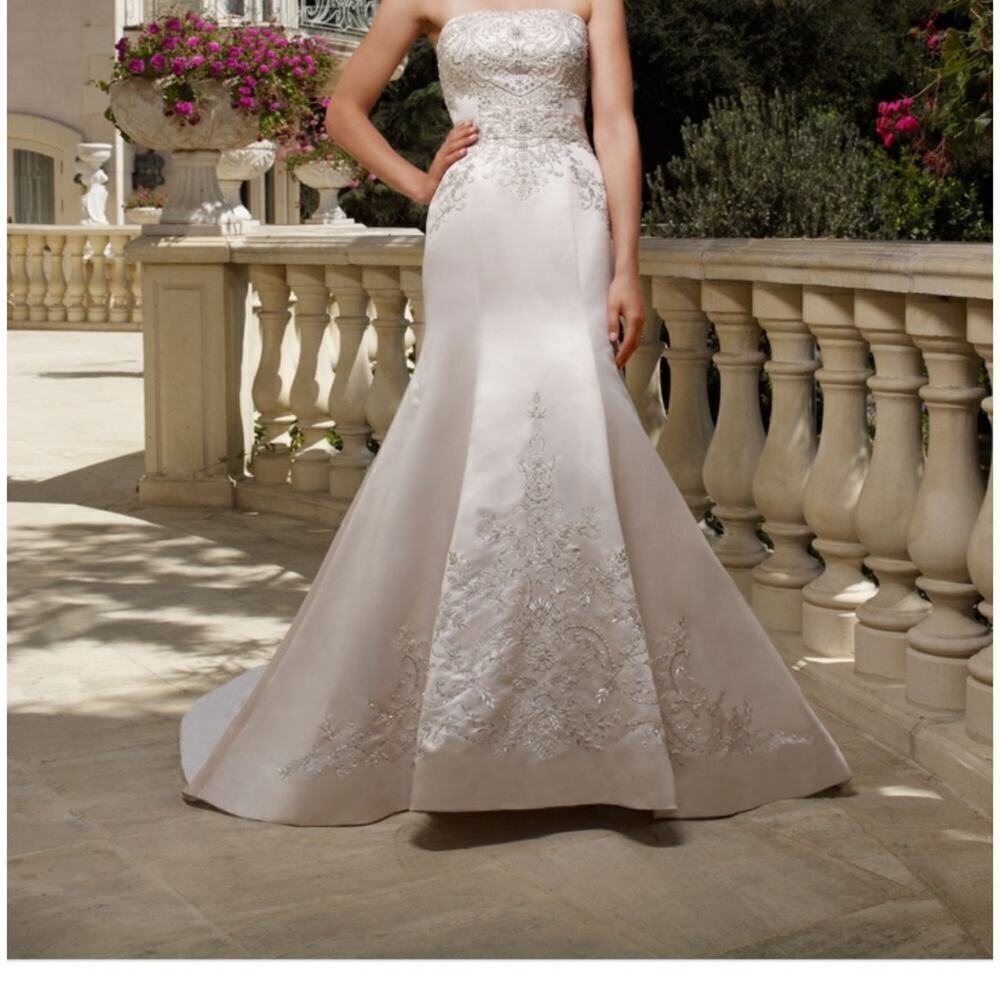 CasaBlanca Bridal wedding gown dress Swarovski crystals sequins mermaid SZ 10